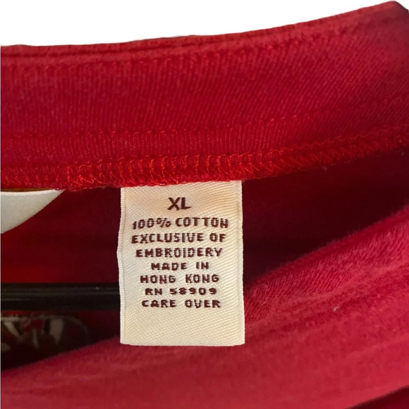 vintage béchamel 100% cotton red V neck Tshirt embroidered Zebras fall statement - Picture 6 of 7